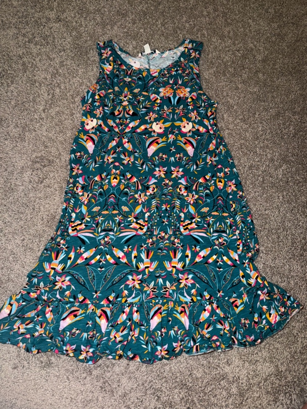 The Pioneer Woman Teal Floral Ruffle Hem Dress